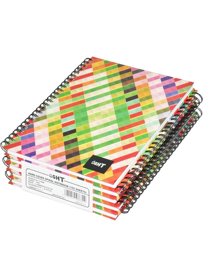 FIS Light Spiral Hard Cover Single RuLED Notebook (100 Sheet, A5,5 Piece) LINBSA51514 - Image 1